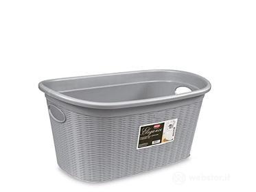 Stefanplast Elegance Cesta Rattan Senza Manico, Grigio, 58x36x26cm (AZ)