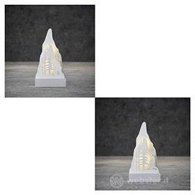 Decorazione Natalizia Montagna Con 12 Led Bianco Caldo A Batteria