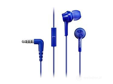 Panasonic RP-TCM115 Auricolari In-Ear Ergonomici, Driver da 9 mm, Bassi Potenti, Microfono in Linea, Compatibili con Smartphone, Cavo da 1.2 mt, Set di Auricolari Incluso, Blu (AZ)