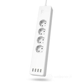 Hama - Multipresa Wi-Fi 4 posti Schuko, spina Schuko, controllo singolo delle prese, protezione da sovraccarico, bianco (AZ)