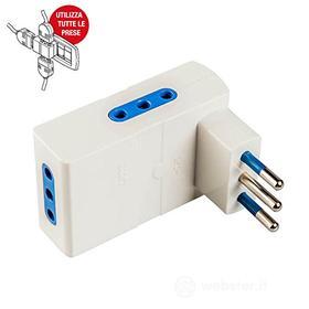 Adattatore salvaspazio standard italiano triplo con spina 10A Bianco (AZ)