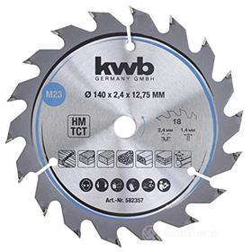 kwb 582357 Lama per seghe circolari per trucioli, legno/legno duro, 140 x 12,7 mm, tagli puliti, numero medio, 18 denti Z-18, lama per seghe CleanCut media, 75 (AZ)
