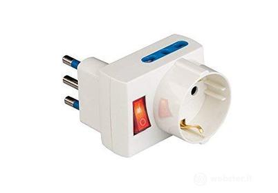 Adattatore salvaspazio pluristandard triplo con interruttre luminoso e spina 16A Bianco (AZ)