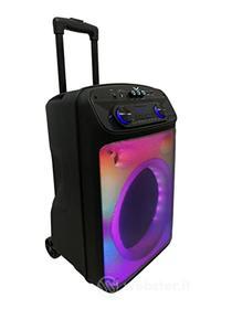 Majestic FLAME T55 ? Trolley Bluetooth 5.0, 7 effetti luci LED, ingressi USB/AUX-IN/MIC, Microfono, Telecomando, Batteria, funzione TWS, Impugnatura e ruote per il trasporto (AZ)