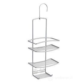Metaltex serie Onda - Mensola rettangolare per doccia a 3 ripiani con gancio - (460403) (AZ)