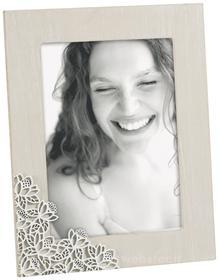 Mascagni Portafoto in Legno Rovere Decoro Fiori Bianco Cm. 13x18 A770 