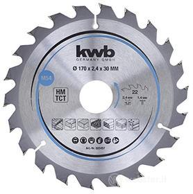 kwb 585457 Lama per seghe circolari per trucioli, legno/legno duro, 170 x 30 mm, tagli puliti, numero medio, 22 denti Z-22, lama per seghe CleanCut media, 170 x 30 (AZ)