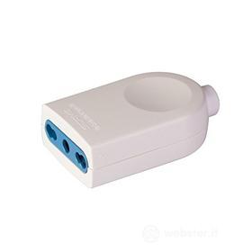 Presa mobile bivalente 10/16A 2P+T uscita cavo assiale bianca (AZ)