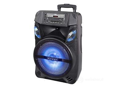 Trevi XFEST XF 1200 KB, Altoparlante Amplificato Portatile con Mp3, USB, MicroSD, AUX-IN, Bluetooth, Funzione TWS, Batteria Integrata, Karaoke Party Speaker con Microfono Dinamico con Cavo Incluso (AZ)