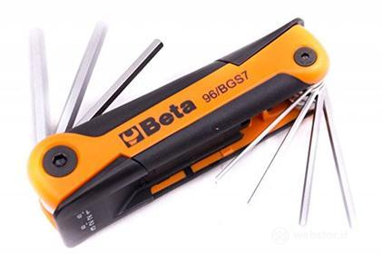 Beta 96/BGS7 - Chiavi Esagonali Maschio Piegate Cromate con Supporto - 7 Pezzi da 1,5 a 6 mm (AZ)