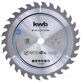 kwb 586557 Lama per seghe circolari per trucioli, legno/legno duro, 190 x 16 mm, tagli puliti, numero medio, 30 denti Z-30, lama per seghe CleanCut media, 190 x 16 (AZ)