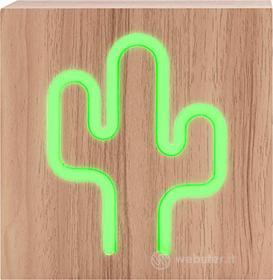 BigBen Interactive, Color Light Neon Cactus Speaker Bluetooth Luminoso, Legno Chiaro (AZ)