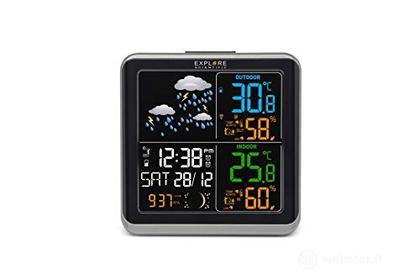 Explore Scientific WSH4008C Stazione Meteo Radio-Controllata, Barometro con Previsioni del Tempo con 6 icone, Temperatura/umidit? int/ext, 1 Sensore incluso, Nero (AZ)