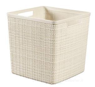 Curver Cestino Juliet in juta 100% plastica riciclata quadrato, bianco sporco, L: 17 L (AZ)