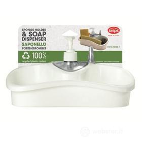 Snips Saponello Contenitore Porta Spugne & Dispenser 26 x 11,5 x 14,5 cm 100% Plastica Riciclata Made in Italy, Bianco, 1 (AZ)