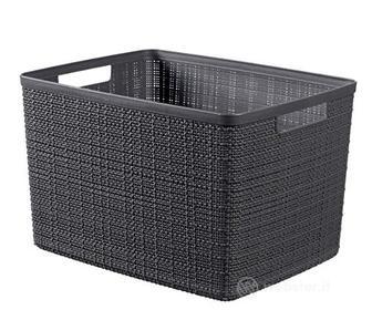CURVER Juliet Cesta Jute 100% pl?stico reciclado cuadrada 17 L, Gris Oscuro, L (AZ)