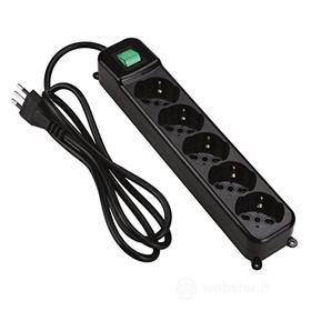 Tecnoware Multipresa Filtrata Power Cleaner 5 Ita, Interruttore Luminoso, Child Protection, Spina Ingresso Italia, 5 Uscite Filtrate Inclinate 45? Tipo Schuko/Italia 10/16 A, Colore Nero (AZ)