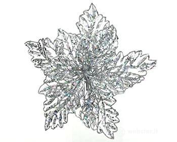 Kaemingk Decorazione Pendaglio Foglia Argento Glitter cm 23,5 (AZ)