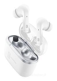 Cuffiette Auricolari Bluetooth 5.0 HiFi Stereo con Custodia di Ricarica - Autonomia Totale di 24 Ore - Ricarica 1,5 Ore - Portata 10 Mt - Universale - Bianco