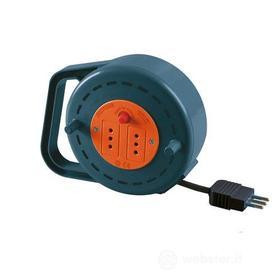Prolunga avvolgibile mt 5 3x1,0 mm con disgiuntore termico spina e prese 10A 2P+T (AZ)