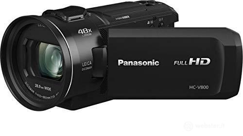 Panasonic HC-V800EG-K Videocamera Compatta Full-HD, Grandangolo 25 mm, Zoom Ottico 24x, Wi-Fi, Nero (AZ)