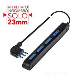 Multipresa da tavolo "Spaziozero" 4 uscite 10A 2P+T con spina 90? colore Nero (AZ)