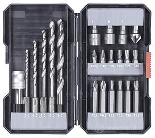 kwb 108805 22-piece Bit and Drill Box w. albero esagonale, 5 x punte di metallo HSS e punte PH, PZ e TX in set incl. svasatore, portapunte e chiavi a bussola (AZ)
