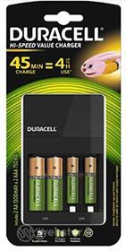 Duracell Caricabatterie, Ricarica in 4 Ore, Include 2 Batterie AA e 2 Batterie AAA (AZ)