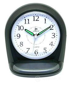 LOWELL Sveglia al Quarzo Just a Minute in Plastica con Movimento Sincronizzato, Colore Nero, Cm 11 X 12 X 7 H, Batterie Necessarie 2 X AA, Metal