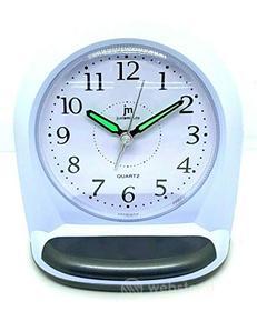 LOWELL Sveglia al Quarzo Just a Minute in Plastica con Movimento Sincronizzato, Colore Bianco, Cm 11 X 12 X 7 H, Batterie Necessarie 2 X AA, Metal