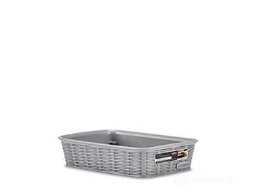 Stefanplast Elegance Cestino Rattan 20x14x6cm, Grigio (AZ)