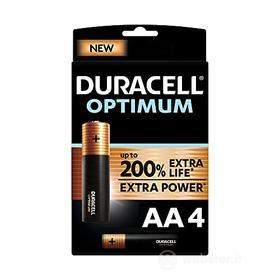 Duracell - NUOVO Optimum AA, Batterie Stilo Alcaline, confezione da 4, 1.5 V LR6 MX1500 (AZ)
