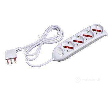 ROSI RS94060 Multipresa Serie Emilia, Bianco, 4 prese schuko biv. 10/16A (AZ)