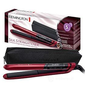 Remington Piastra per Capelli Lisci effetto Seta, Piastra Stretta, Rivestimento in Ceramica, Proteine della seta e design 3D, Display digitale, Rosso, S9600 (AZ)