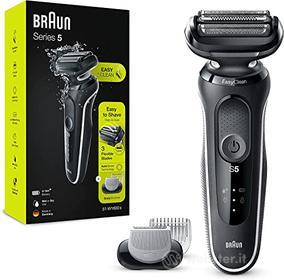 Braun Rasoio elettrico da uomo serie 5 51-W1600s con attacco EasyClick Body Groomer, EasyClean, bagnato e asciutto, ricaricabile, senza fili, bianco (AZ)