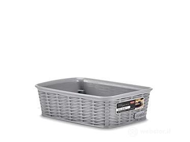 Stefanplast Elegance Cestino Rattan 25x19x6cm, Grigio, 25x19 x 6 m (AZ)