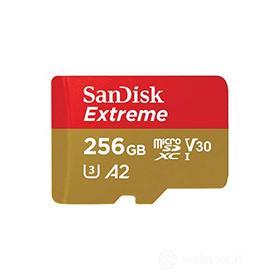 Sandisk Extreme Scheda di Memoria Microsdxc da 256 GB e Adattatore SD con App Performance A2 e Rescue Pro Deluxe, Fino a 160 MB/Sec, Classe 10, Uhs-I, U3, V30 (AZ)