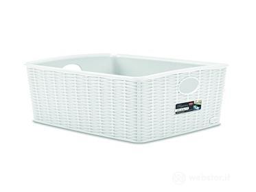 Stefanplast Elegance Cestino Rattan, Bianco, 36 x 29 x 13 cm (AZ)