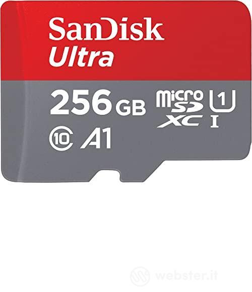 SanDisk 256 GB Ultra microSDXC UHS-I scheda, con adattatore SD, fino a 150 MB/s, prestazioni dell'app A1, Classe 10, U1 (AZ)