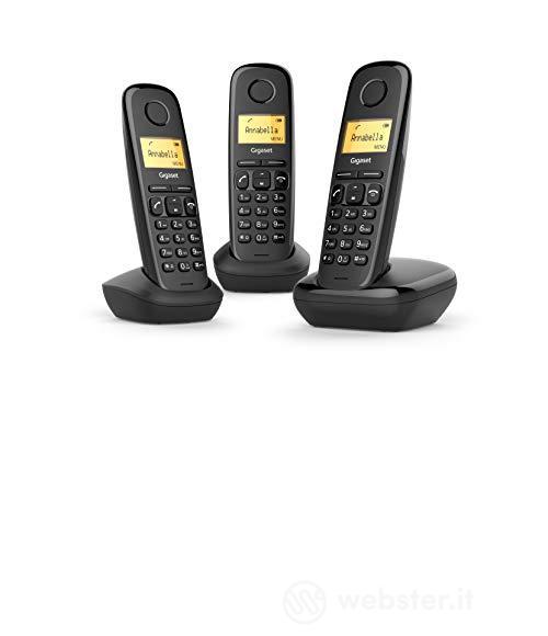 Gigaset A170 Trio, Tre Telefoni Portatili, Chiamate Interne, Trasferimento di Chiamata, Ampia Rubrica, Nero [ITALIA] (AZ)