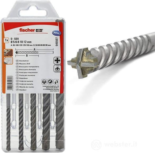 Kit 5 punte trapano D-SDX a quattro taglienti 5-12mm per muro (5 Pz.)
