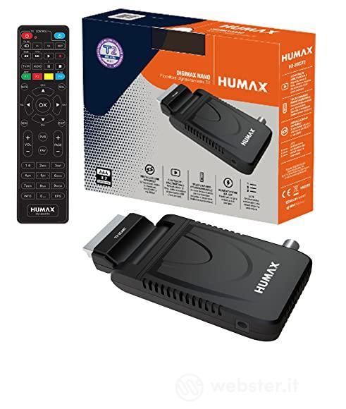 Humax - Decoder digitale terrestre DVB-T2 HD-2023T2 Digimax Nano con telecomando 2 in 1 per controllare il TV (AZ)