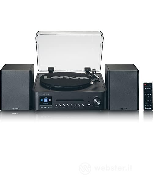 Lenco MC-460BK Giradischi con ricevitore DAB+ e Radio Internet/FM - Lettore di dischi con lettore CD e Bluetooth - 2 Altoparlanti da 20 Watt RMS - Nero (AZ)