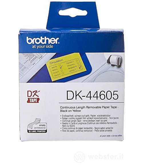 Brother DK44605 Etichette a Lunghezza Continua, Carta con Adesivo Rimovibile, 62 mm x 30.48 m, Giallo (AZ)