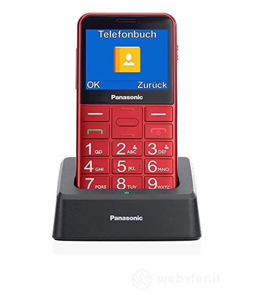Panasonic KX-TU155 Telefono Cellulare ad Utilizzo Facilitato, Pulsanti Grandi, Ampio Schermo a Colori da 2.4", Pulsante SOS, Compatibilit? con Apparecchi Acustici, Base di Ricarica, Rosso