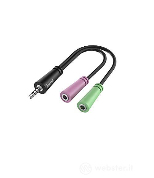 Hama 00200352 Jack Audio Cavo [1x Spina jack da 3.5 mm - 2x Presa jack da 3.5 mm] 0.15 m Nero (AZ)