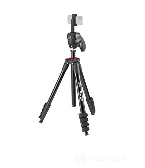 JOBY Compact Action Kit, Treppiede Smartphone/Fotocamera con Testa a Sfera, Attacco a Sgancio Rapido Universale ?-20?, Supporto Smartphone, Borsa Trasporto, Reflex, Mirrorless, Nero, Capacit? 1,5 Kg (AZ)