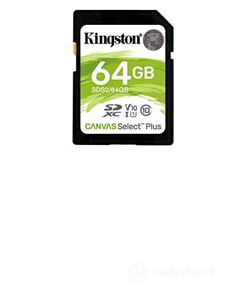 Kingston Canvas Select Plus Scheda di Memoria Micro SD - SDS2/64 GB, Class 10 UHS-I (AZ)
