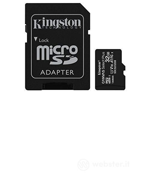 Kingston Canvas Select Plus SDCS2/32GB Scheda microSD Classe 10 con Adattatore SD Incluso, 32 GB (AZ)