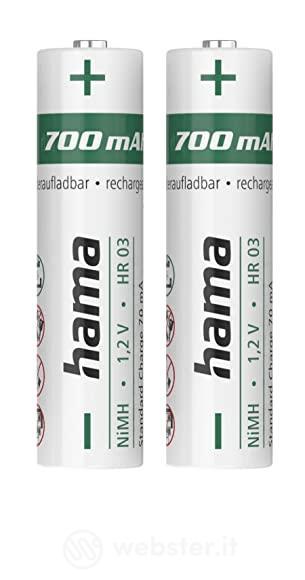 Hama - Batterie NiMH per telefoni cordless, formato AAA, 1,2 volt, 700 mAh, confezione da 2 pezzi (AZ)